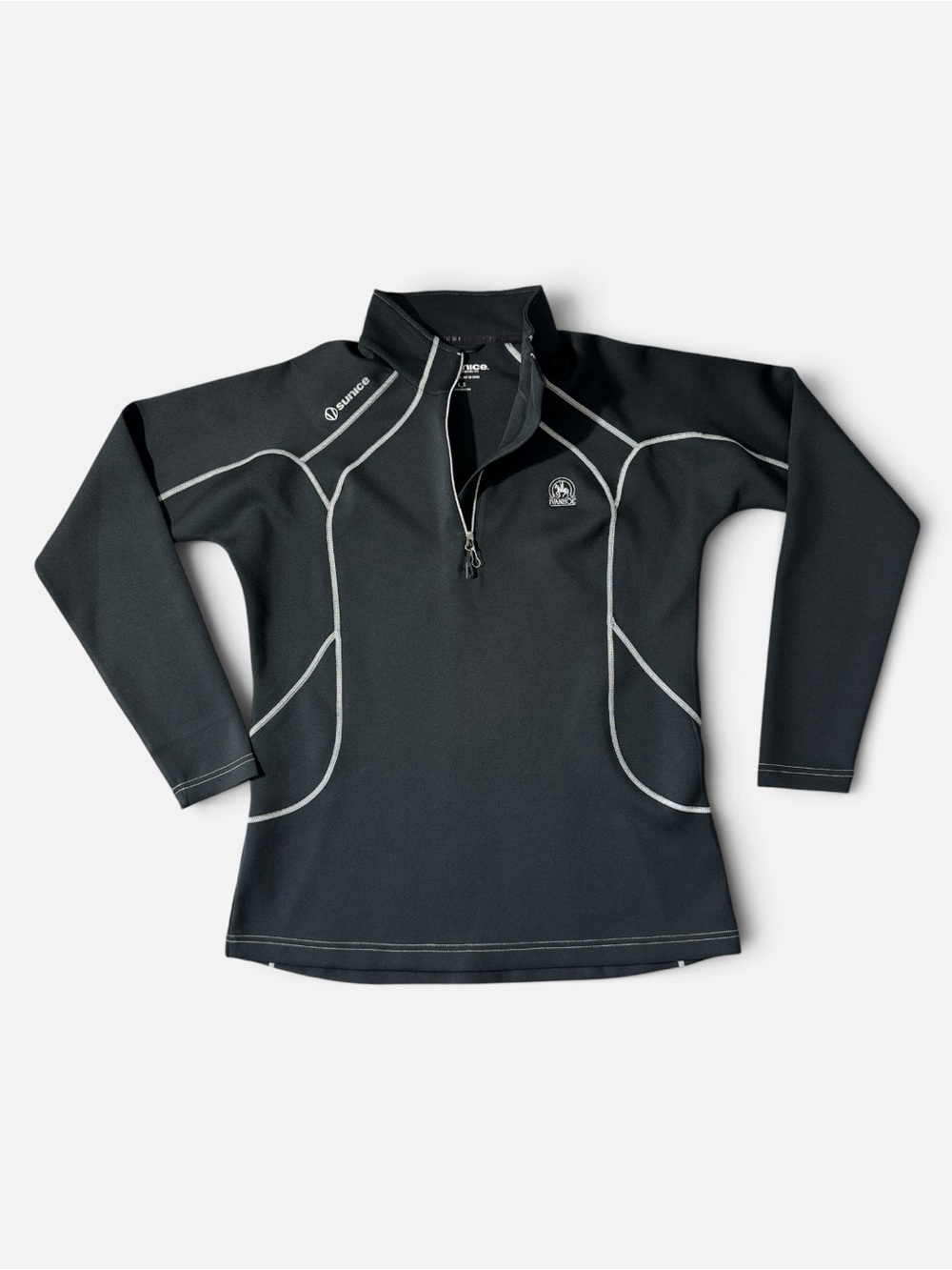 Sunice womens L Large black 1/4 zip pullover performance golf sweater EUC